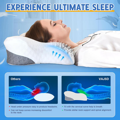 Cervical Neck Pillow – Dual-Height Slow-Rebound Memory Foam Cervical Neck Pillow