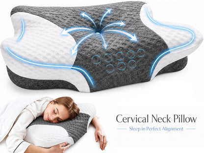 Cervical Neck Pillow – Dual-Height Slow-Rebound Memory Foam Cervical Neck Pillow