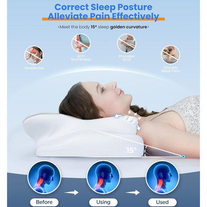 Cervical Neck Pillow – Adjustable Cooling Memory Foam Neck Pillow