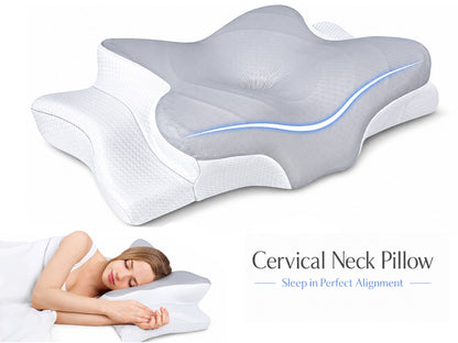 Cervical Neck Pillow – Adjustable Cooling Memory Foam Neck Pillow