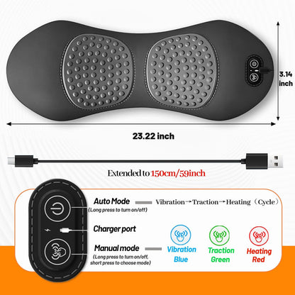 Lumbar Traction Massager Vibration Heating Waist Back Sciatica Pain Relief