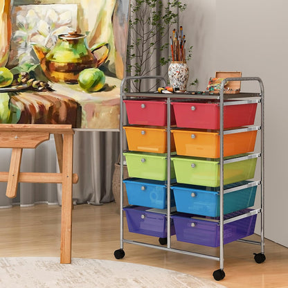 10 Drawer Rolling Storage Drawer Cart