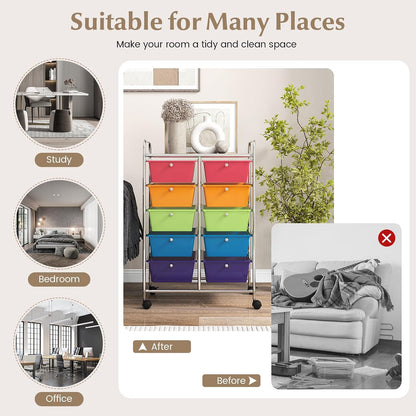10 Drawer Rolling Storage Drawer Cart