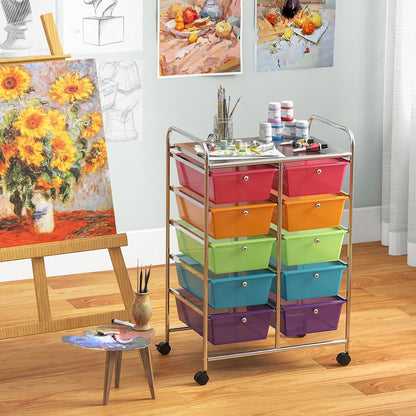 10 Drawer Rolling Storage Drawer Cart