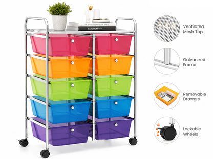 10 Drawer Rolling Storage Drawer Cart