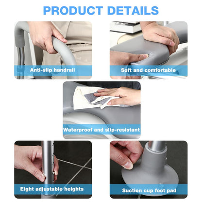 Adjustable Raised Toilet Seat with Handrails