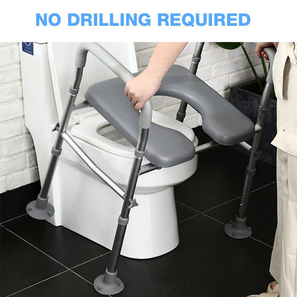 Adjustable Raised Toilet Seat with Handrails