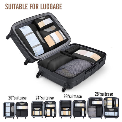 8Pcs Packing Cubes for Travel Luggage Organiser Bag-Black