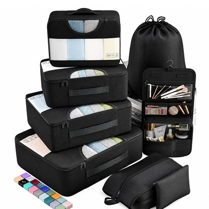 8Pcs Packing Cubes for Travel Luggage Organiser Bag-Black