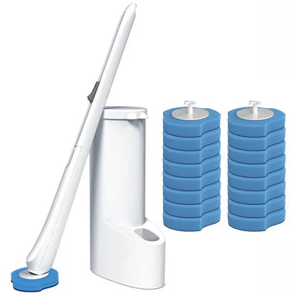 Toilet Brush Holder Set – Disposable Toilet Wand with 16 Replacement Heads
