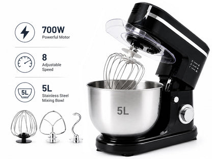 1000W Electric Stand Mixer – 5L Bowl, 6-Speed Multifunctional Mixer with Baking Accessories