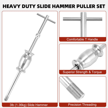 Bearing Puller with Slide Hammer Tool Set – 15–80mm 3-Jaw Internal & External Puller