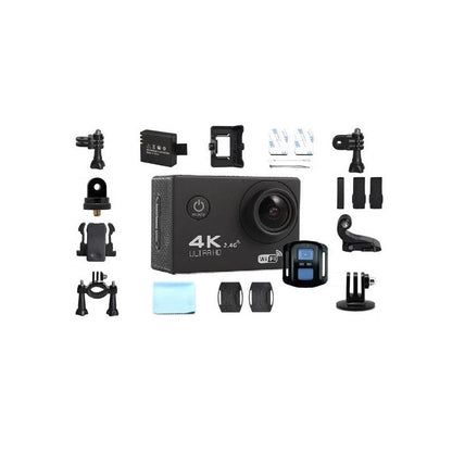 Sports action camera front view showing 2 inch LCD screen