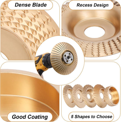 5-Piece Wood Carving Disc Set for 4" and 4 1/2" Angle Grinders