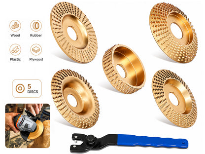5-Piece Wood Carving Disc Set for 4" and 4 1/2" Angle Grinders