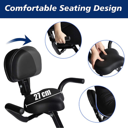 Exercise Bike 2-in-1 Folding Magnetic Upright & Recumbent Bike with Resistance Bands