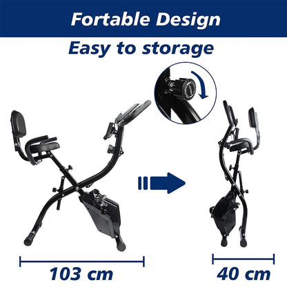 Exercise Bike 2-in-1 Folding Magnetic Upright & Recumbent Bike with Resistance Bands