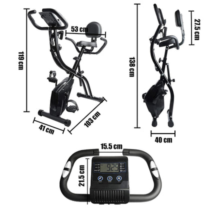Exercise Bike 2-in-1 Folding Magnetic Upright & Recumbent Bike with Resistance Bands