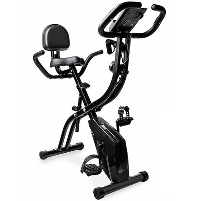 Exercise Bike 2-in-1 Folding Magnetic Upright & Recumbent Bike with Resistance Bands