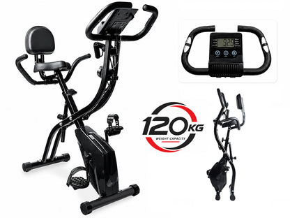 Exercise Bike 2-in-1 Folding Magnetic Upright & Recumbent Bike with Resistance Bands