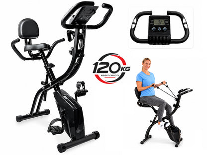Exercise Bike 2-in-1 Folding Magnetic Upright & Recumbent Bike with Resistance Bands