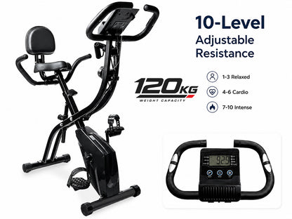 Exercise Bike 2-in-1 Folding Magnetic Upright & Recumbent Bike with Resistance Bands