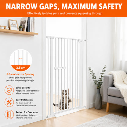 Pet Safety Gate Dog Cat Security Extra Tall Retractable Fence Enclosure Guard Kitchen Doorway Stairs Barrier with Walk Through Door 150cm Height