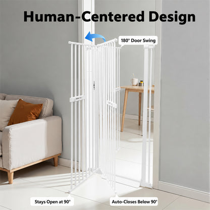 Pet Safety Gate Dog Cat Security Extra Tall Retractable Fence Enclosure Guard Kitchen Doorway Stairs Barrier with Walk Through Door 150cm Height