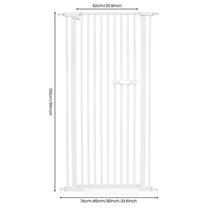 Pet Safety Gate Dog Cat Security Extra Tall Retractable Fence Enclosure Guard Kitchen Doorway Stairs Barrier with Walk Through Door 150cm Height