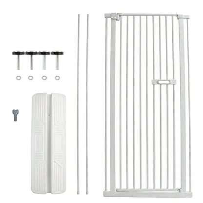 Pet Safety Gate Dog Cat Security Extra Tall Retractable Fence Enclosure Guard Kitchen Doorway Stairs Barrier with Walk Through Door 150cm Height