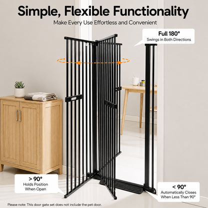 Pet Safety Gate Dog Cat Security Extra Tall Retractable Fence Enclosure Guard Kitchen Doorway Stairs Barrier with Walk Through Door 150cm Height