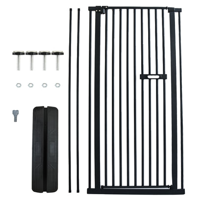 Pet Safety Gate Dog Cat Security Extra Tall Retractable Fence Enclosure Guard Kitchen Doorway Stairs Barrier with Walk Through Door 150cm Height