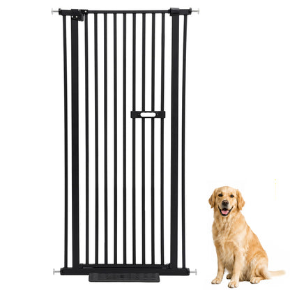 Pet Safety Gate Dog Cat Security Extra Tall Retractable Fence Enclosure Guard Kitchen Doorway Stairs Barrier with Walk Through Door 150cm Height