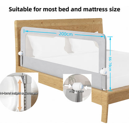 Toddlers Bed Rail 200x66CM Adjustable Folding Toddler Safety Guard