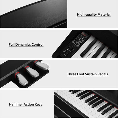 88-Key Weighted Hammer Action Keyboard Piano with 3 Pedals