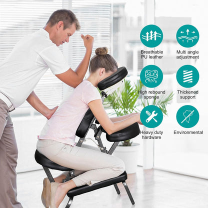 Portable Massage Chair, Travel Tattoo & Salon Spa Chair Black with Soft Face Cradle