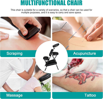 Portable Massage Chair, Travel Tattoo & Salon Spa Chair Black with Soft Face Cradle