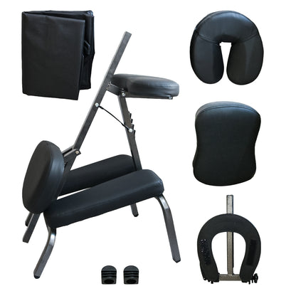 Portable Massage Chair, Travel Tattoo & Salon Spa Chair Black with Soft Face Cradle