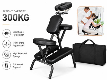 Portable Massage Chair, Travel Tattoo & Salon Spa Chair Black with Soft Face Cradle