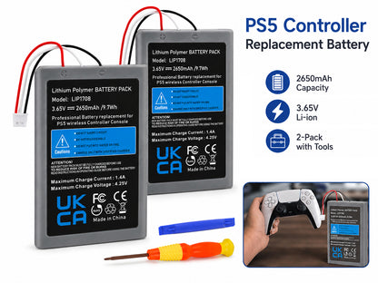 PS5 Controller Battery 2-Pack 2650mAh