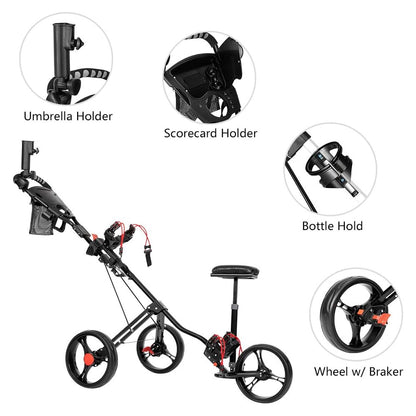 3 Wheel Golf Trundler – 3 Wheel Golf Push Cart Lightweight