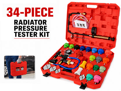 34pcs Radiator Pump Cooling System Pressure Tester Vacuum Purge Kit