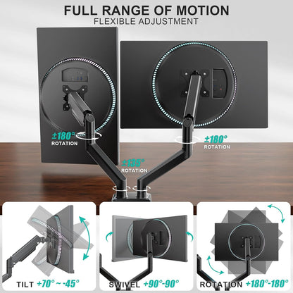 Dual Monitor Stand  Adjustable Desk Mount for 13–32 Inch Screens