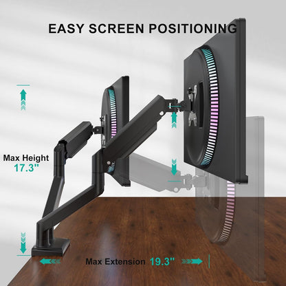 Dual Monitor Stand  Adjustable Desk Mount for 13–32 Inch Screens