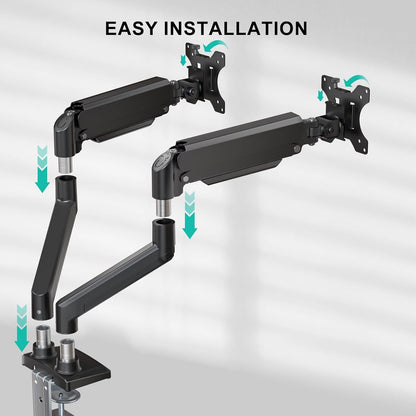 Dual Monitor Stand  Adjustable Desk Mount for 13–32 Inch Screens