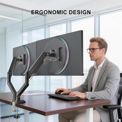 Dual Monitor Stand  Adjustable Desk Mount for 13–32 Inch Screens