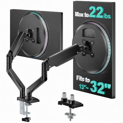 Dual Monitor Stand  Adjustable Desk Mount for 13–32 Inch Screens