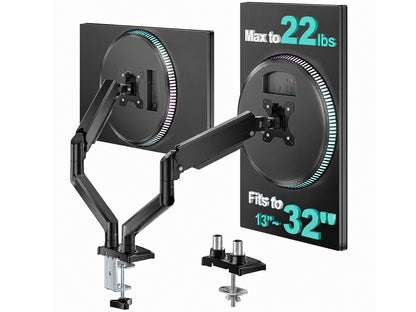 Dual Monitor Stand  Adjustable Desk Mount for 13–32 Inch Screens
