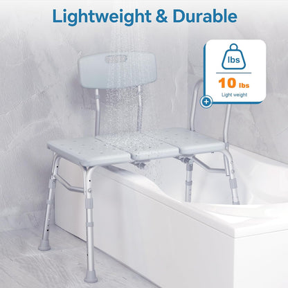 Adjustable Tub Transfer Bench with Armrest and Backrest
