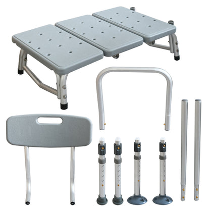 Adjustable Tub Transfer Bench with Armrest and Backrest